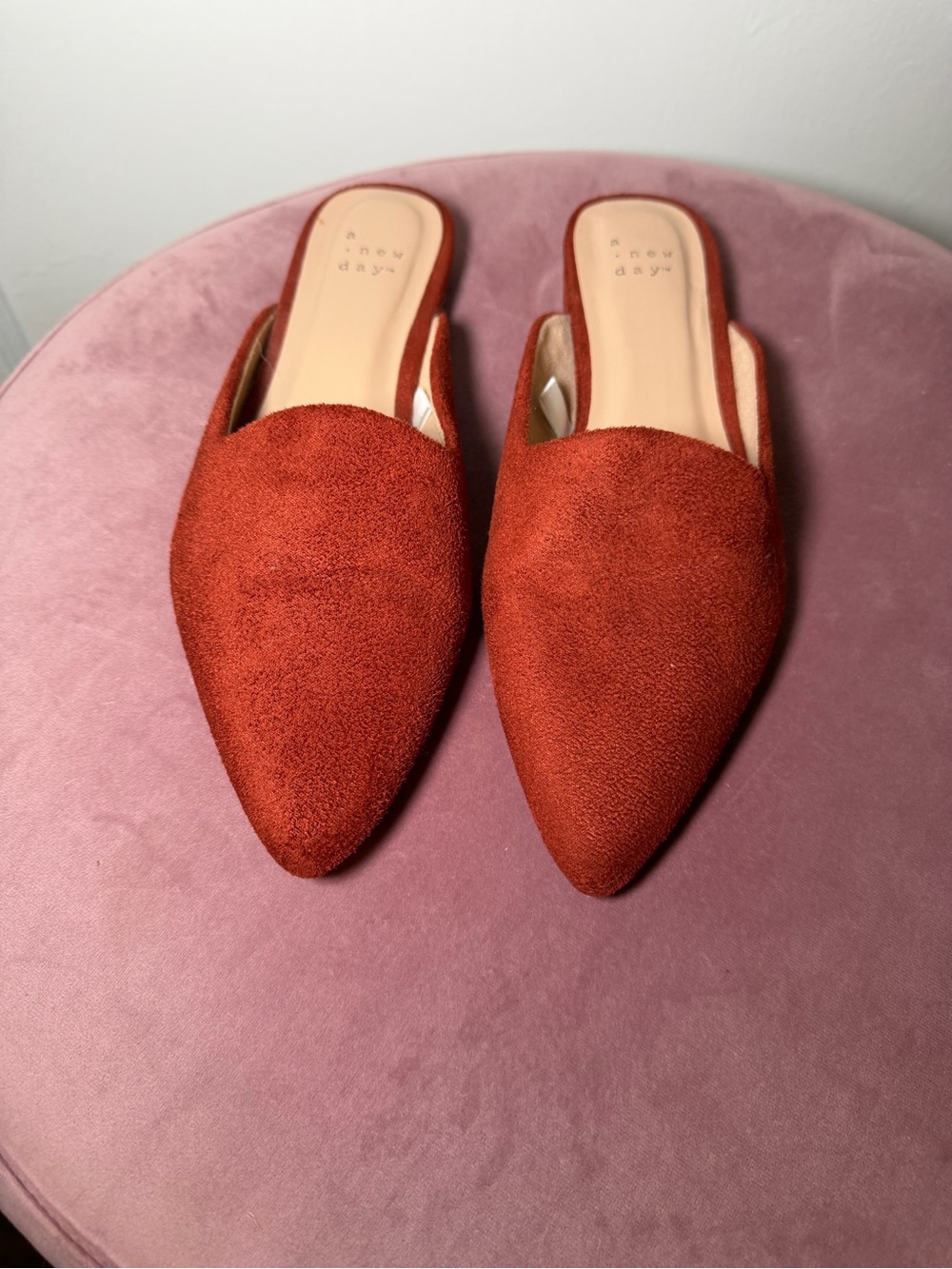 a new day Rust Suede-Textured Pointed Toe Mules